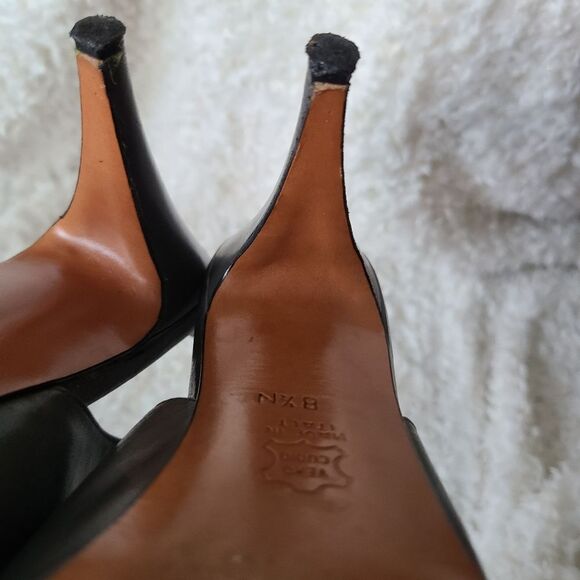 Garolini Italian Leather Vintage Gray‎ Slingback Peep-toe Heels - Picture 6 of 9